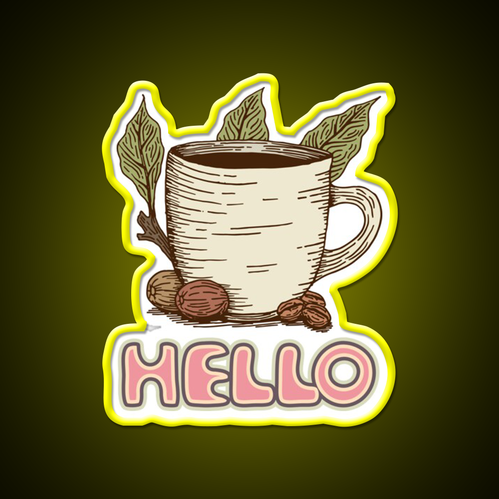 Hello Coffee Moment Cafe Led Neon Sign Espresso Bar Art Rgb Color