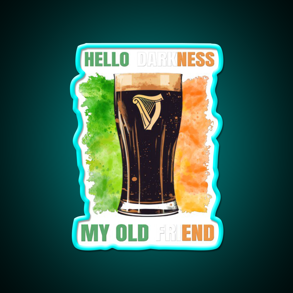 Hello Darkness My Old Friend Irish Stout Beer Bar Decor Led Neon Sign Rgb Color - Size and dimension reference