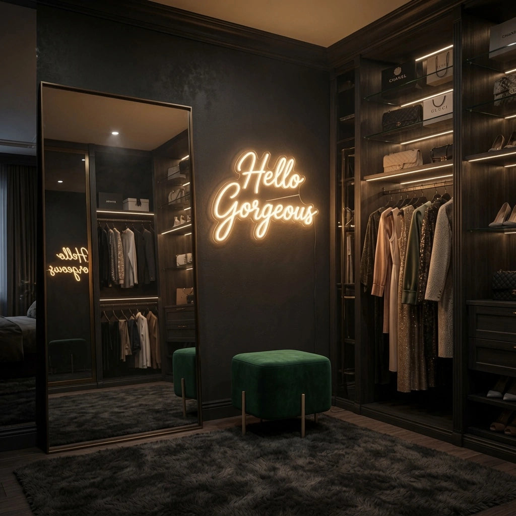 Hello Gorgeous Bedroom Decor LED Neon Sign - 03 Real Lifestyle Scene