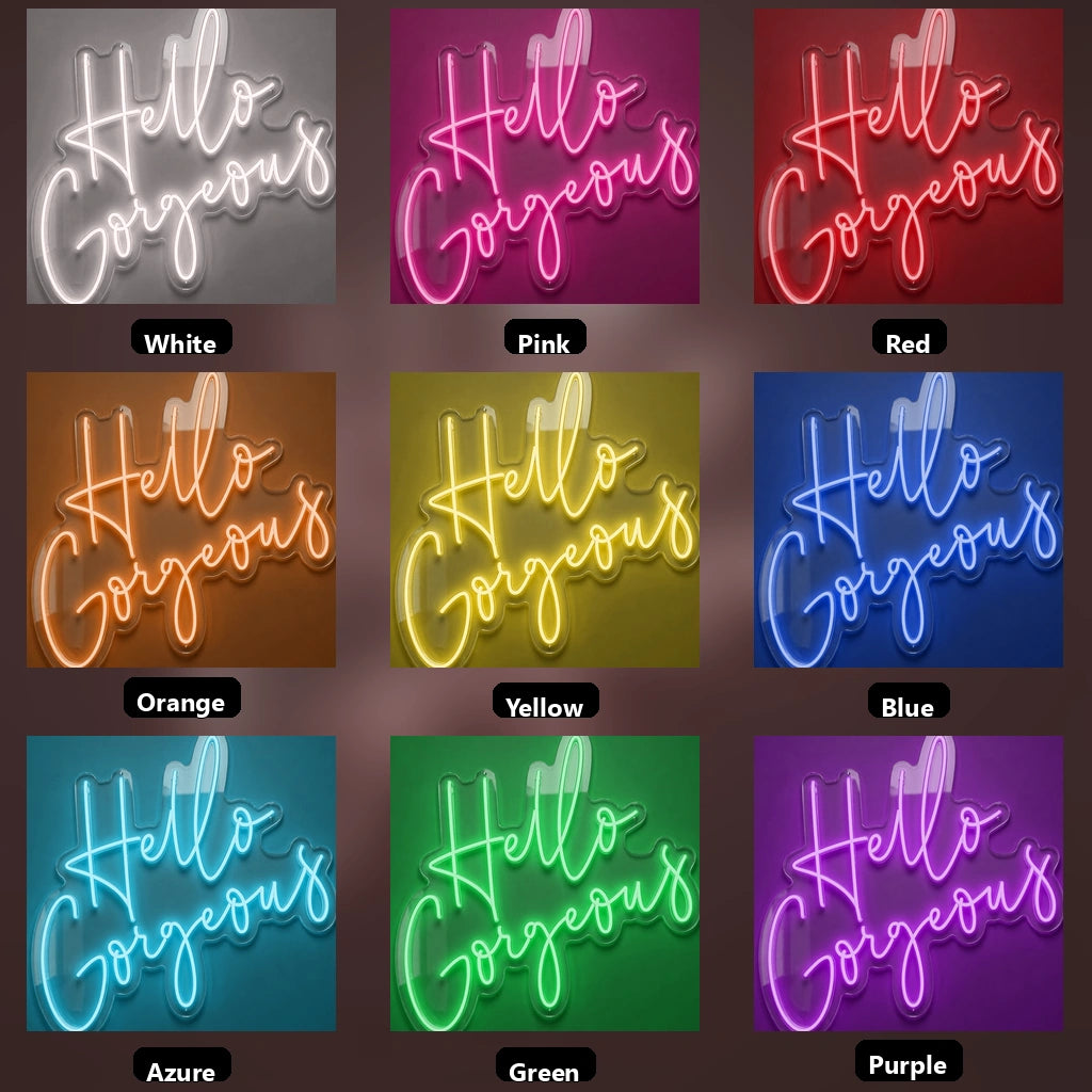 Hello Gorgeous Cafe Wall Art LED Neon Sign - 05 Color Grid