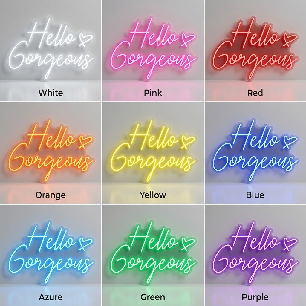 Hello Gorgeous LED Neon Sign Bedroom Decor - 05 Color Grid