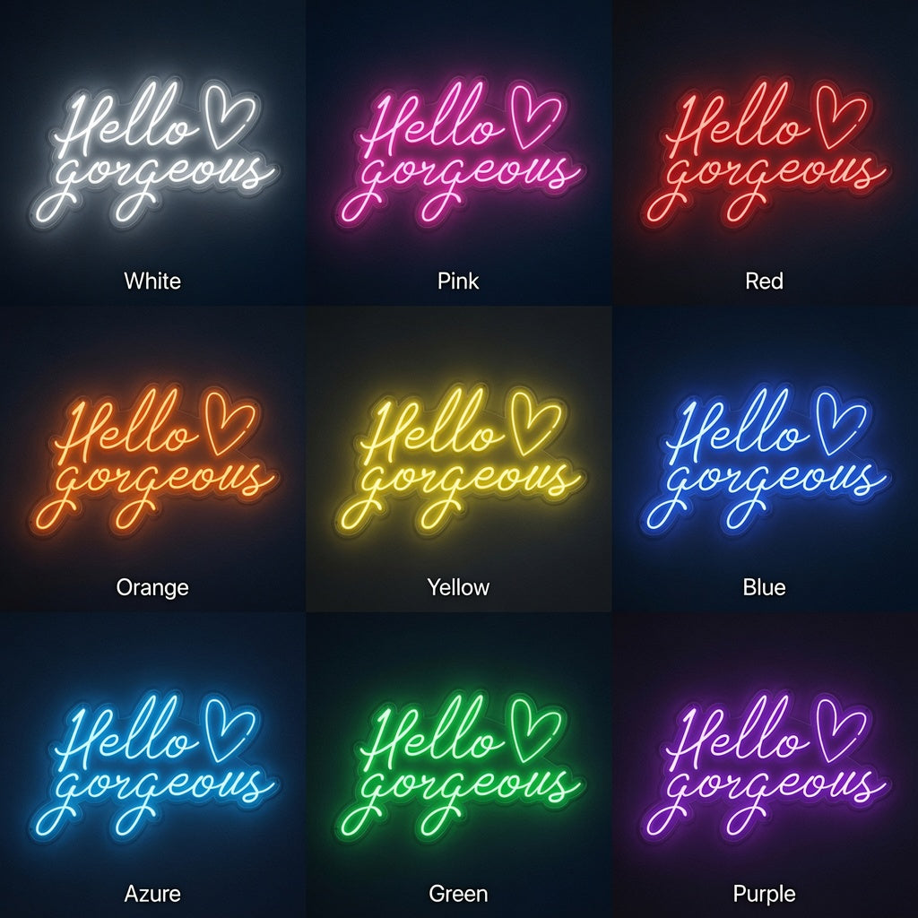 Hello Gorgeous LED Neon Sign Home Wall Art Wall Neon Sign - 05 Color Grid