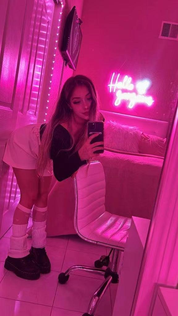 Hello Gorgeous Pink Blue Heart Led Neon Sign For Room Decor | Shineneon