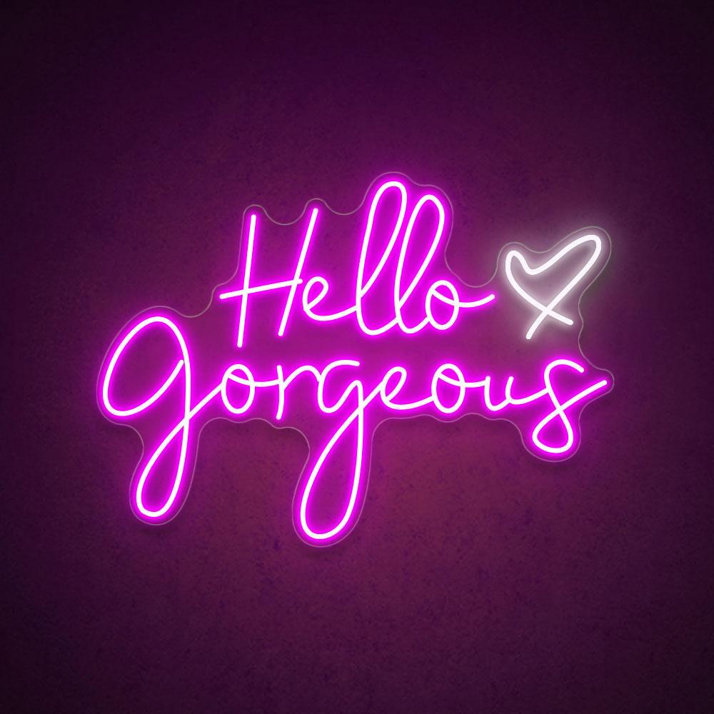 Hello Gorgeous Pink White Led Neon Sign Salon Boutique Wall Decor | Shineneon