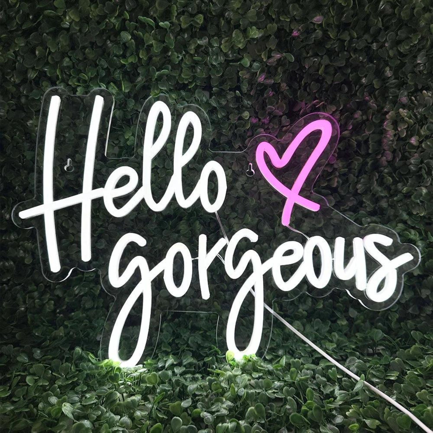 Hello Gorgeous Pink White Script Led Neon Sign For Bedroom Party Decor - Shineneon