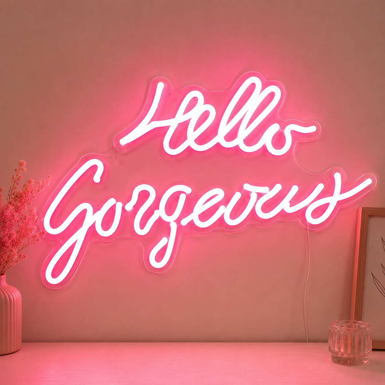 Hello Gorgeous Wall Decor LED Neon Sign Home Art main product image