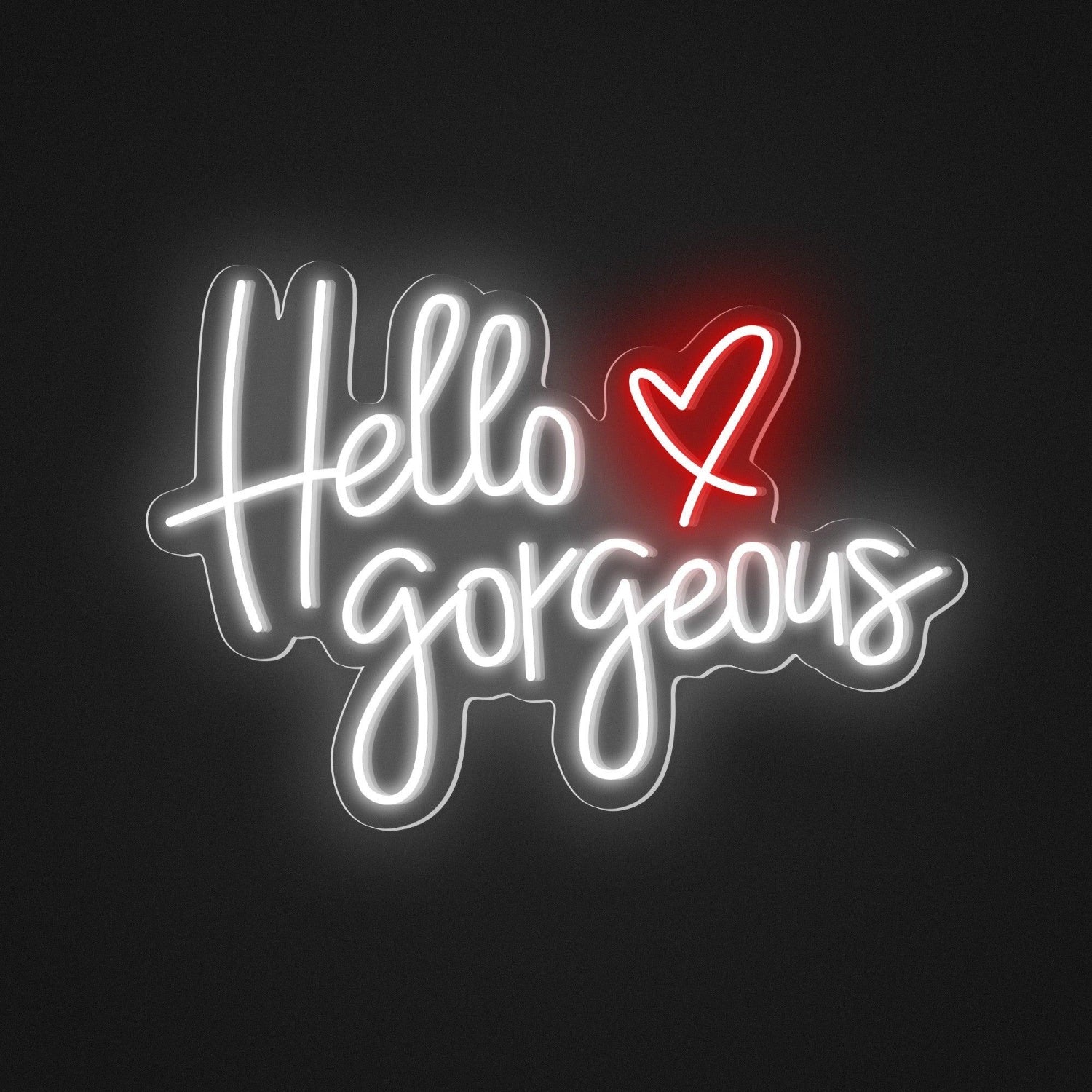 Hello Gorgeous White And Red Heart Led Neon Sign For Boutique Decor | Shineneon