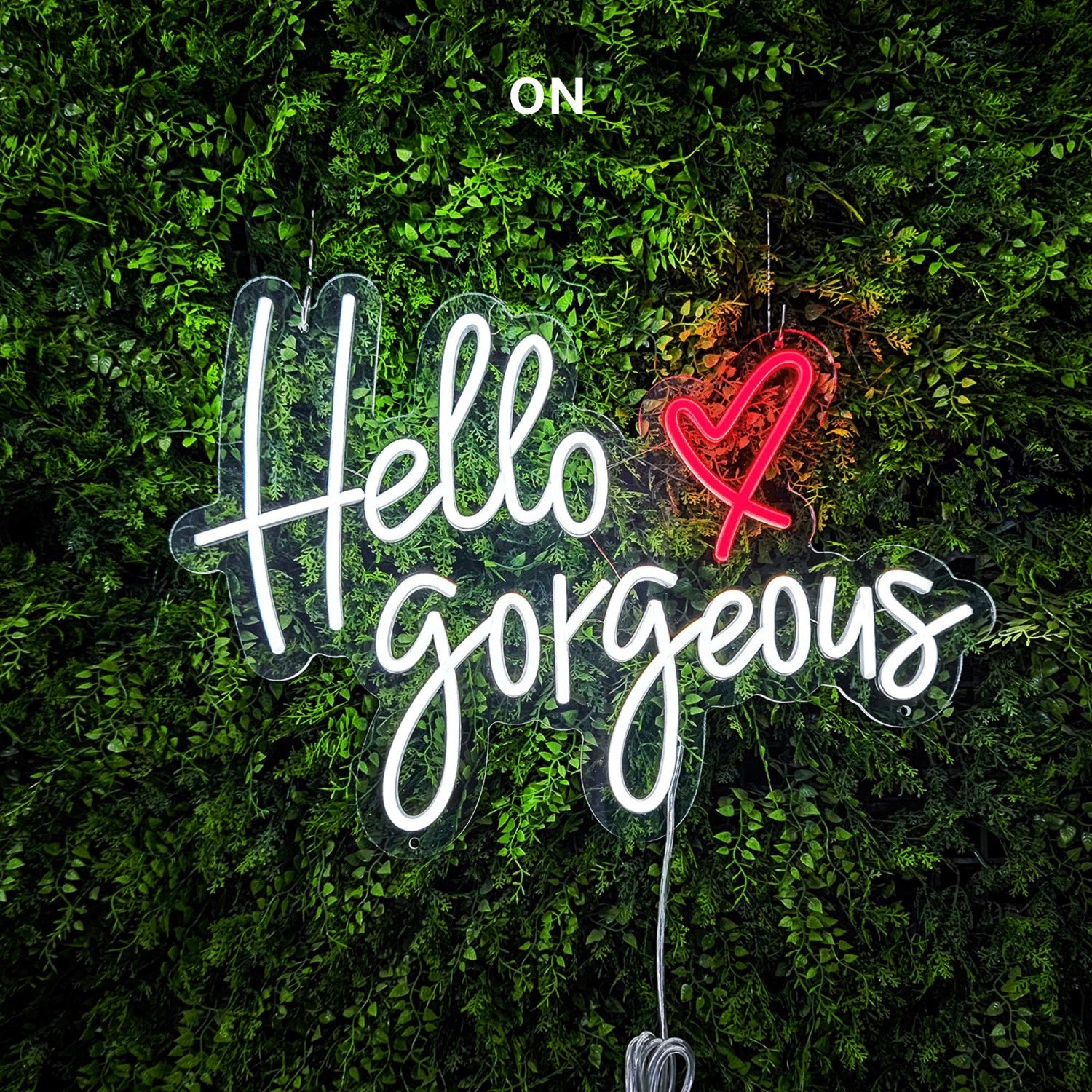 Hello Gorgeous White And Red Heart Led Neon Sign For Boutique Decor | Shineneon