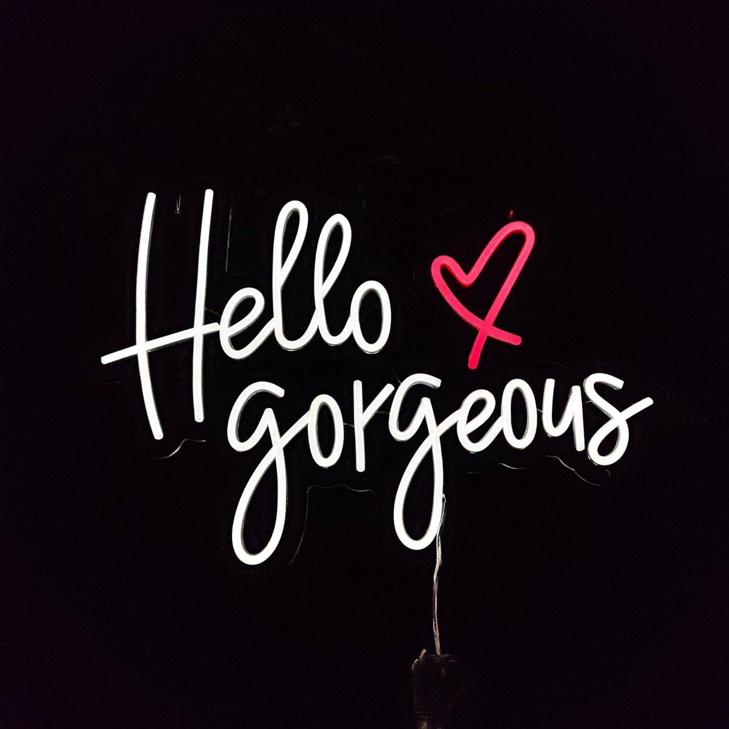 Hello Gorgeous White And Red Heart Led Neon Sign For Boutique Decor | Shineneon
