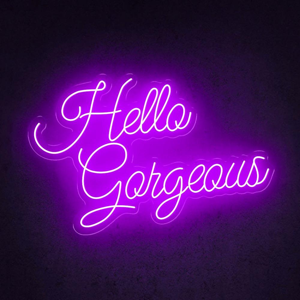 Hello Gorgeous White Floral Led Neon Sign For Home Salon Wedding Decor | Shineneon