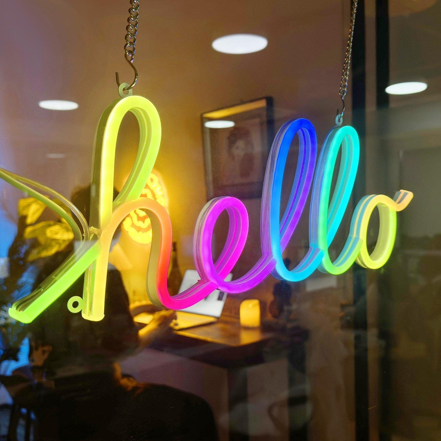 Hello Letters Multicolor Gradient Led Neon Sign For Cafe Shop Decor | Shineneon