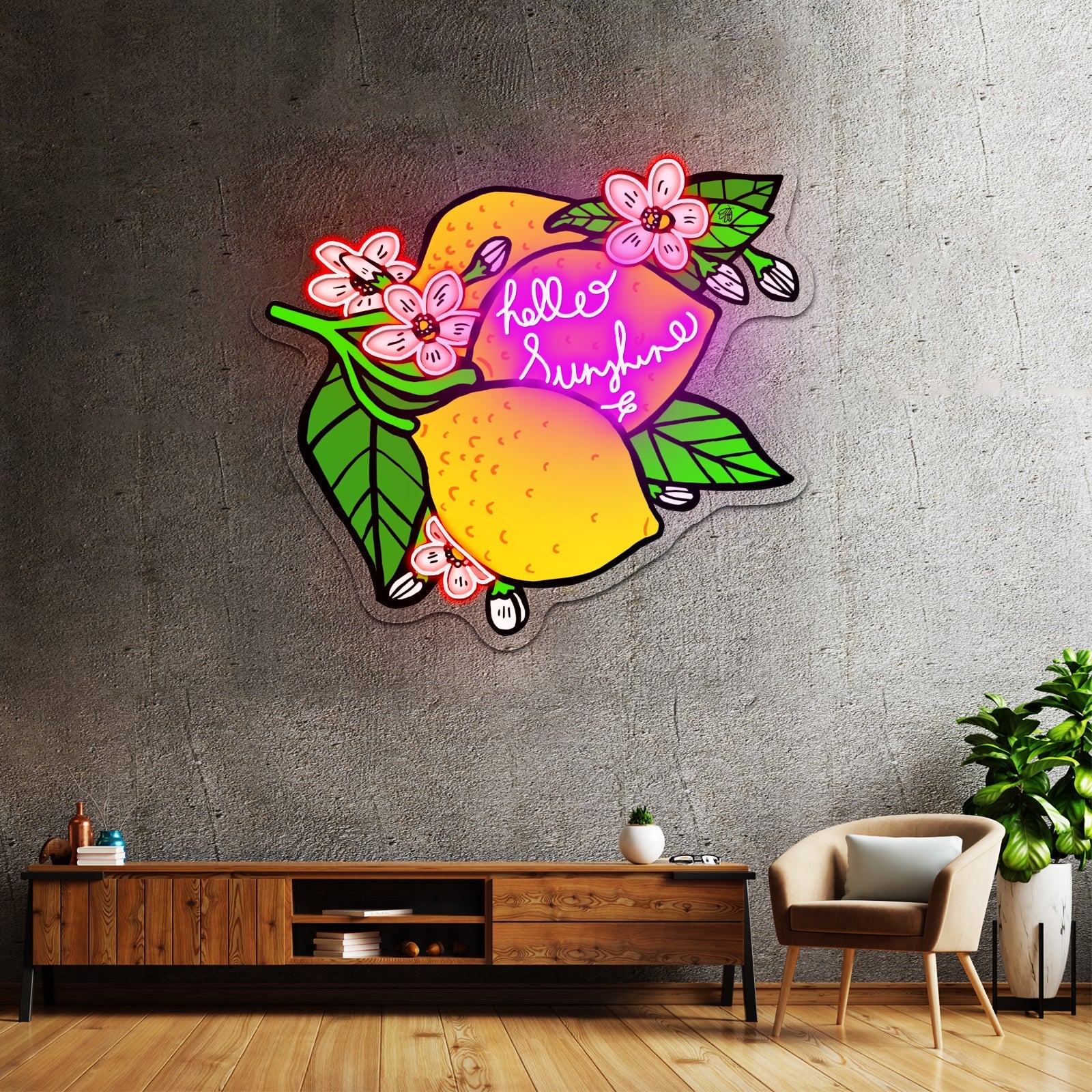 Hello Sunshine Lemon Neon Signs For Bar - Shineneon