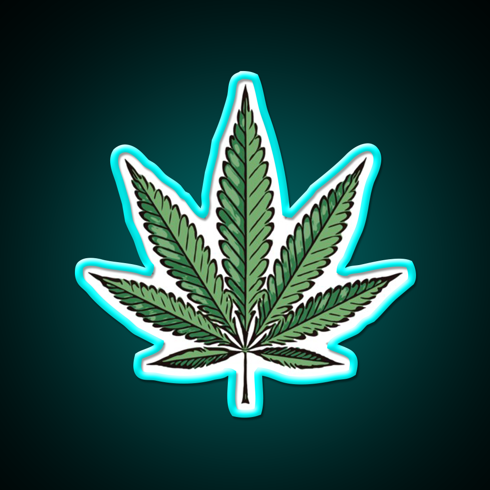 Hemp Inspired Green Leaf Led Neon Sign Wall Art Rgb Color - Size and dimension reference