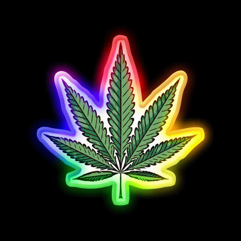 Hemp Inspired Green Leaf Led Neon Sign Wall Art Rgb Color - LED neon sign close-up detail