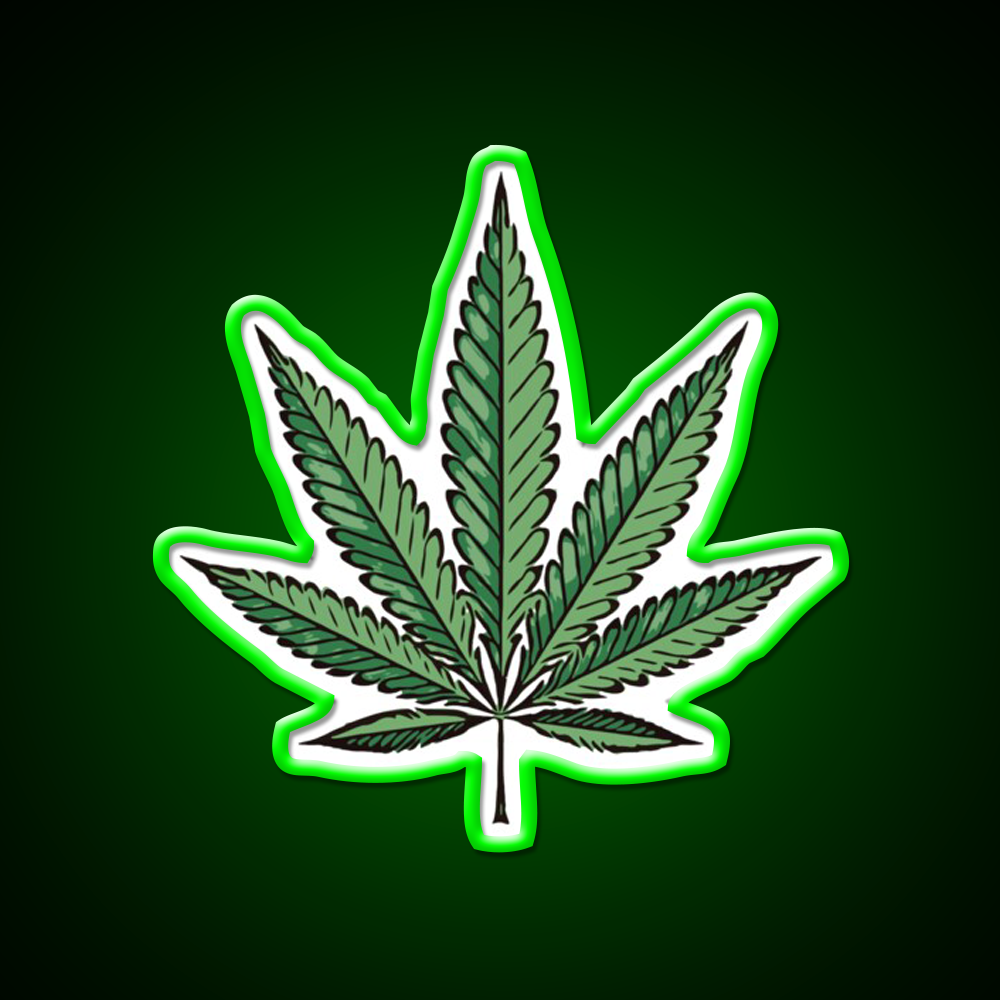 Hemp Inspired Green Leaf Led Neon Sign Wall Art Rgb Color - LED neon sign view 8