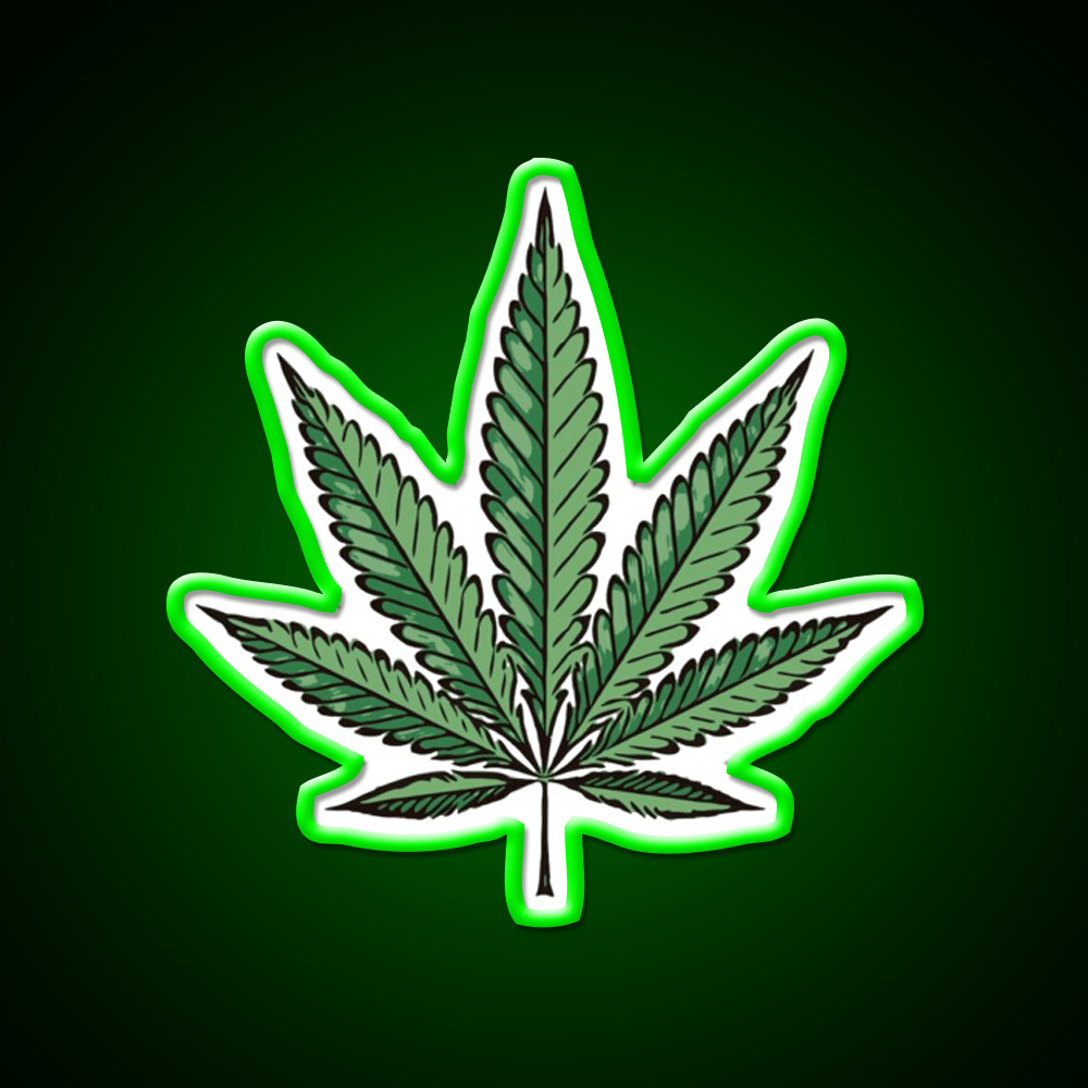 Hemp Inspired Green Leaf Led Neon Sign Wall Art Rgb Color - Shineneon