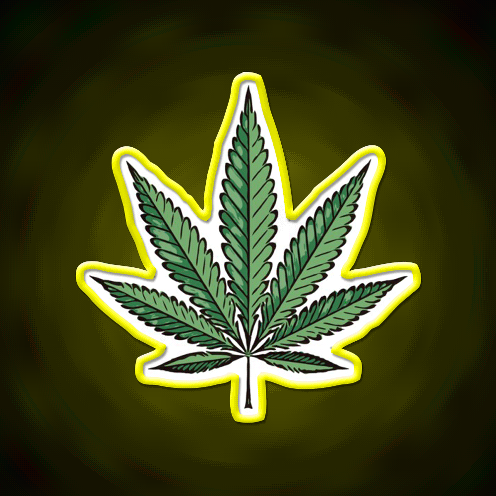 Hemp Inspired Green Leaf Led Neon Sign Wall Art Rgb Color