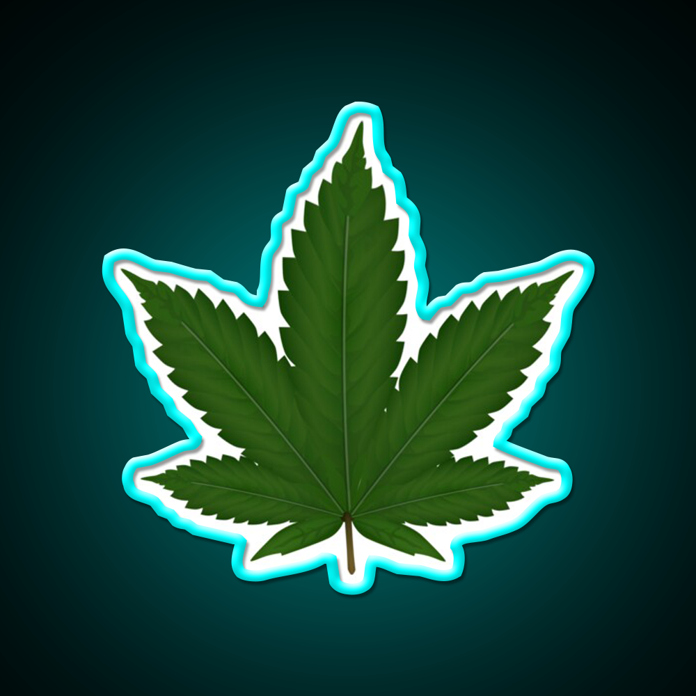 Hempy Hemp Inspired Green Leaf Led Neon Sign Rgb Color - Size and dimension reference