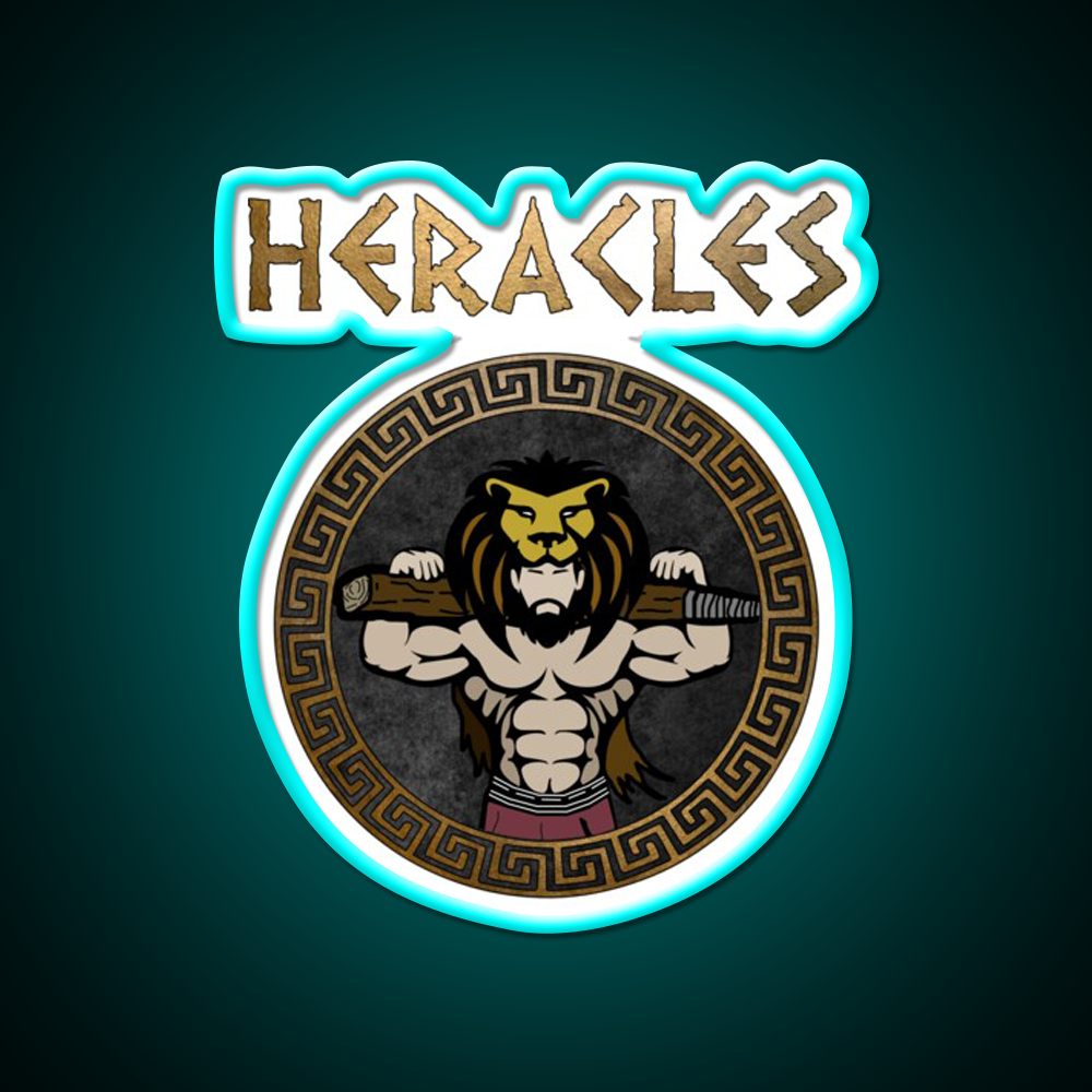 Heracles Ancient Greek God And Hero Son Of Zeus Gym Fitness Led Neon Sign Rgb Color - Size and dimension reference