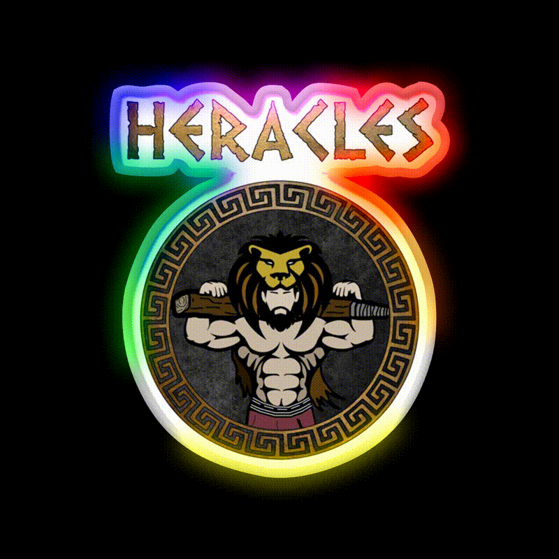 Heracles Ancient Greek God And Hero Son Of Zeus Gym Fitness Led Neon Sign Rgb Color