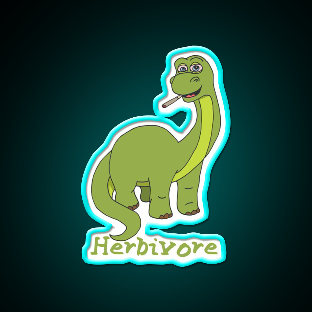 Herbivore Brontosaurus Hemp Inspired Green Leaf Led Neon Sign Rgb Color - Size and dimension reference