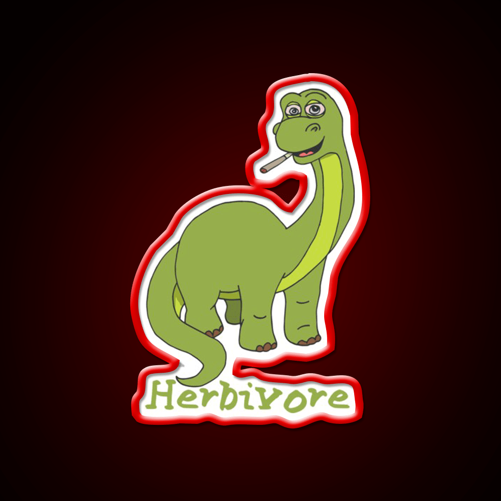 Herbivore Brontosaurus Hemp Inspired Green Leaf Led Neon Sign Rgb Color - Shineneon