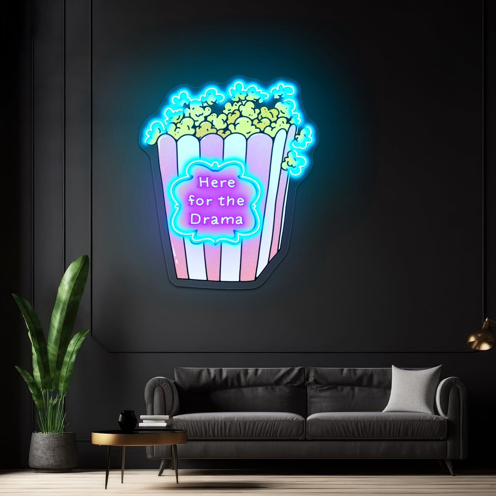 Here For The Drama Popcorn Neon Signs For Business - Shineneon