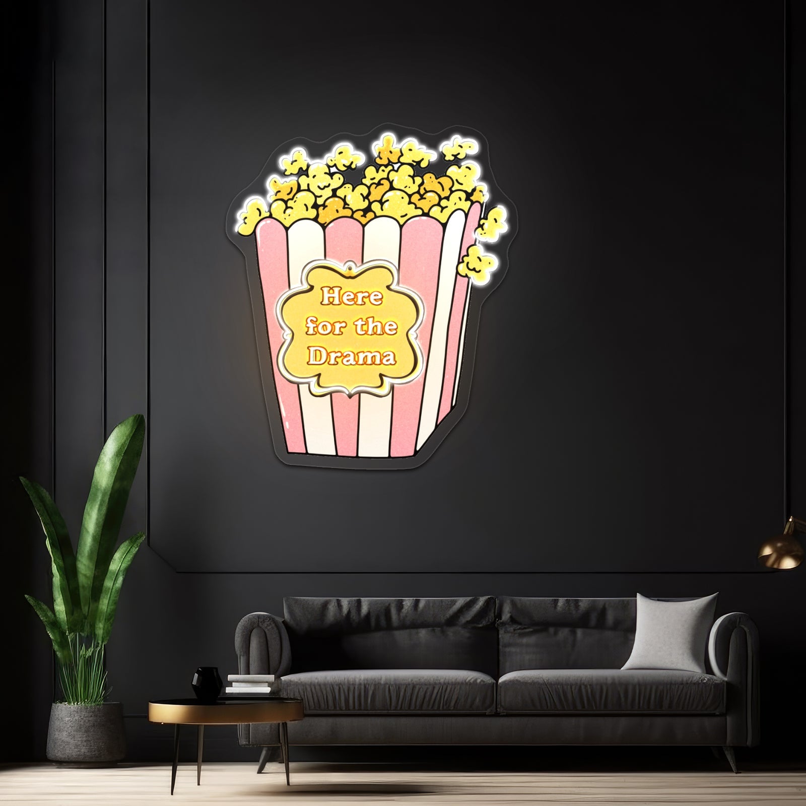 Here For The Drama Popcorn Neon Signs For Business - Shineneon