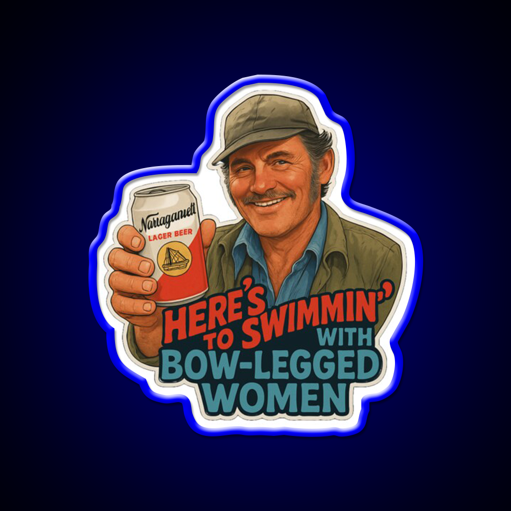 Heres To Swimmin Quint Jaws Movie Quote Beer Bar Decor Led Neon Sign Rgb Color - LED neon sign view 5