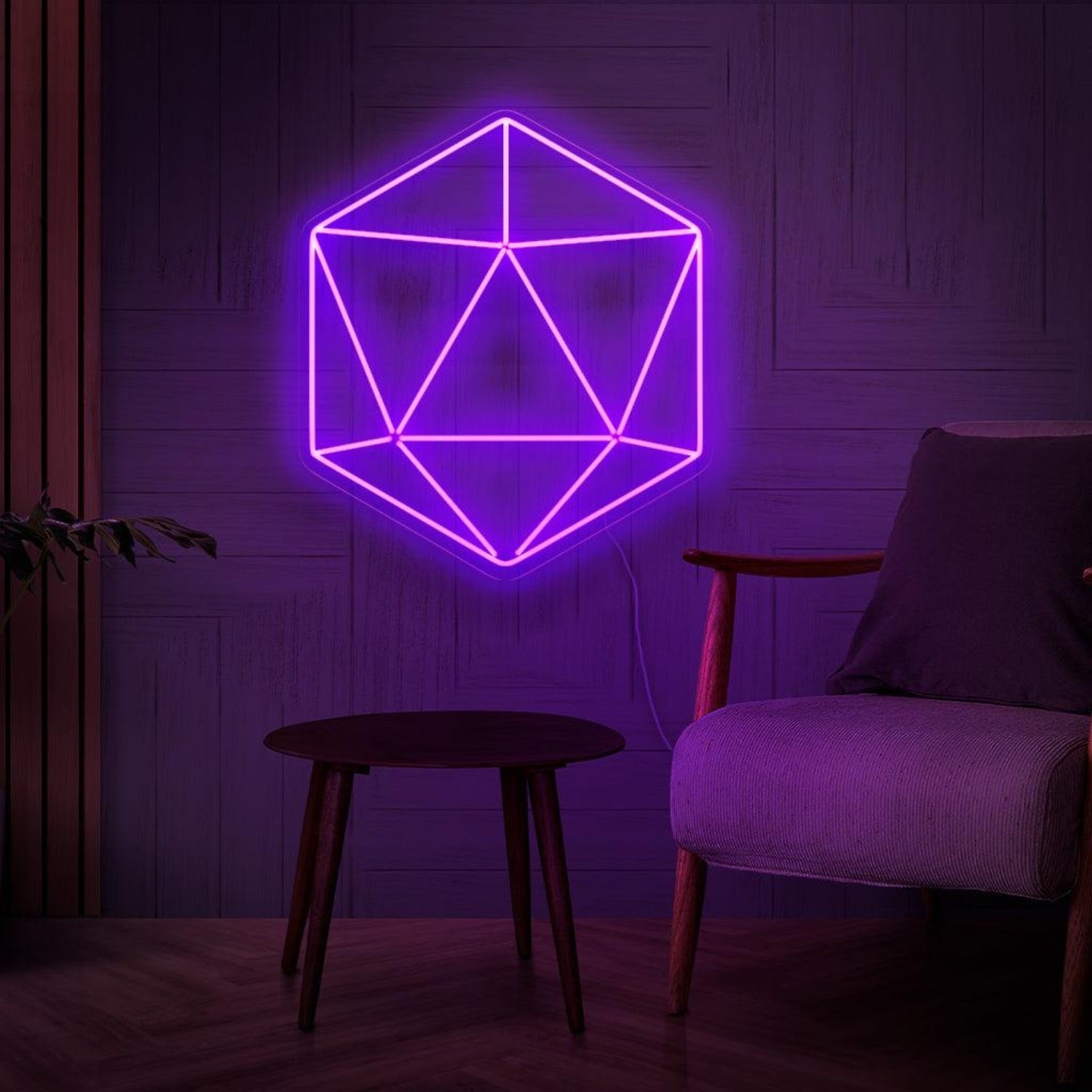 Hexagon Purple Geometric Led Neon Sign For Home Decor Cafe Studio - Shineneon