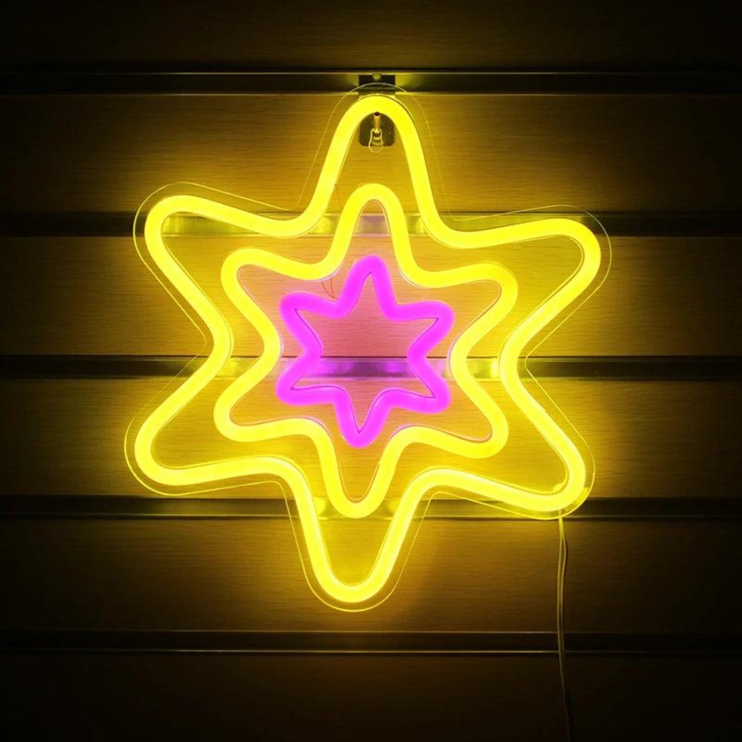 Hexagonal Star Yellow Purple Led Neon Sign For Kids Room Cafe Decor | Shineneon