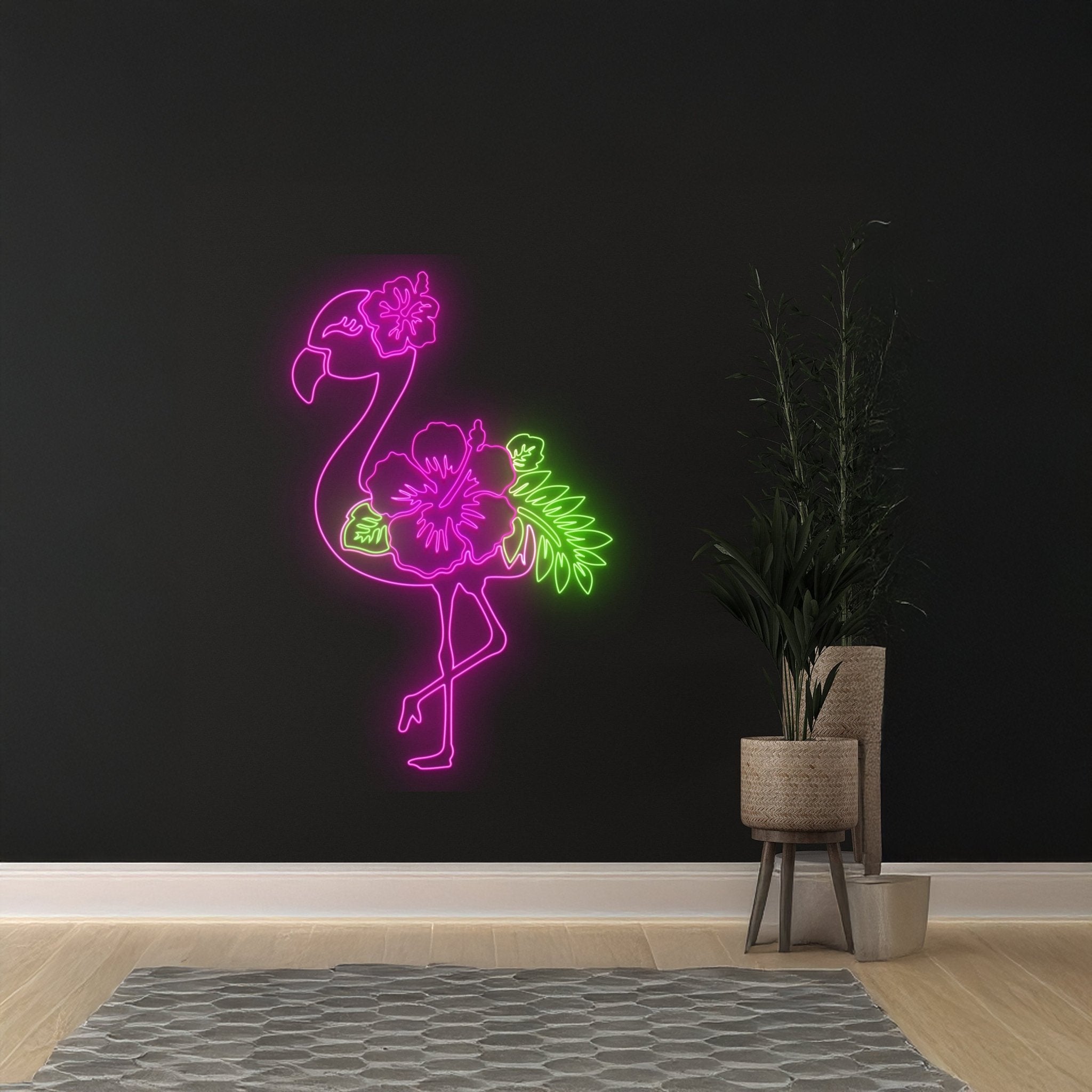 Hibiscus Flower Flamingo Led Sign - Shineneon