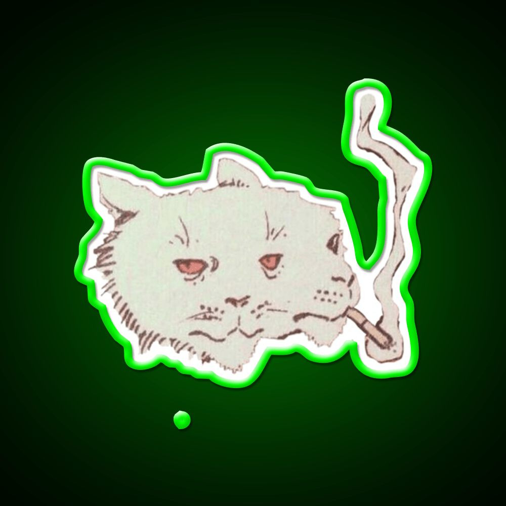 High Cat Funny Weed Hemp Inspired Green Leaf Led Neon Sign Rgb Color - Shineneon