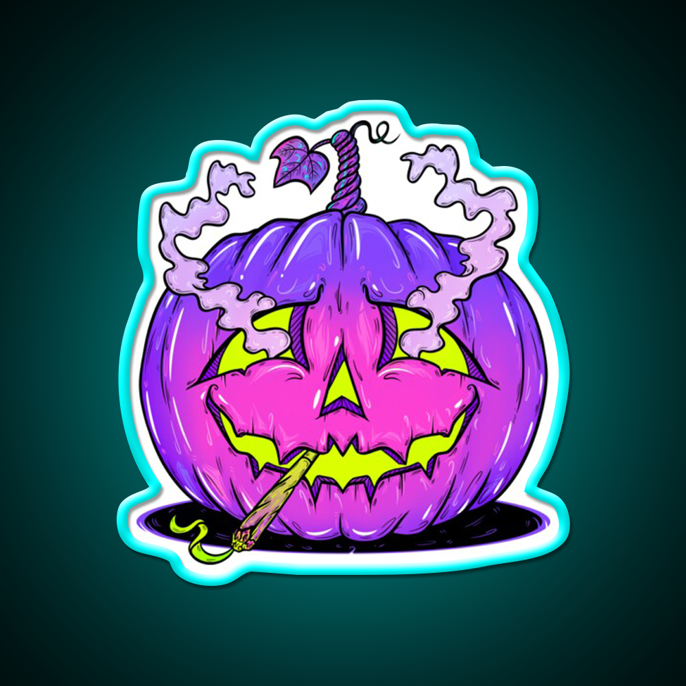 High Halloween Pumpkin Hemp Inspired Green Leaf Led Neon Sign Rgb Color - Size and dimension reference