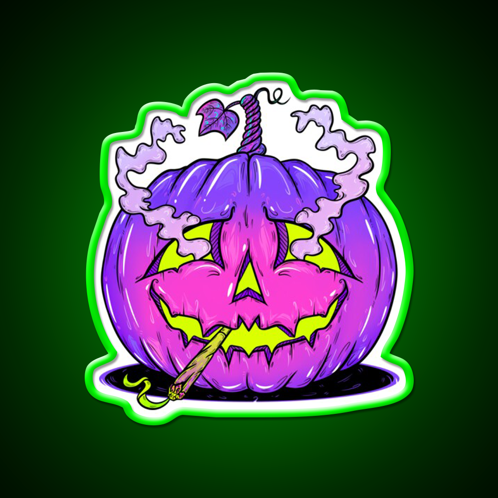 High Halloween Pumpkin Hemp Inspired Green Leaf Led Neon Sign Rgb Color - LED neon sign view 8