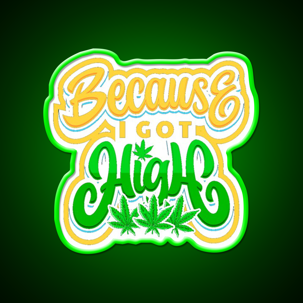 High Life Because I Got High Hemp Inspired Green Leaf Led Neon Sign Rgb Color - LED neon sign view 8