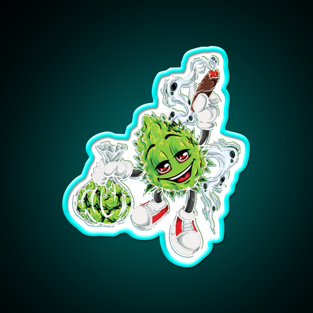 High Life Bud Nugz Happy Hemp Inspired Green Leaf Led Neon Sign Rgb Color - Size and dimension reference