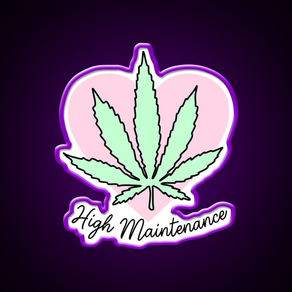 High Maintenance Hemp Inspired Green Leaf Led Neon Sign Rgb Color - LED neon sign view 9
