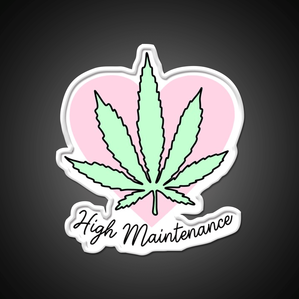 High Maintenance Hemp Inspired Green Leaf Led Neon Sign Rgb Color - Shineneon