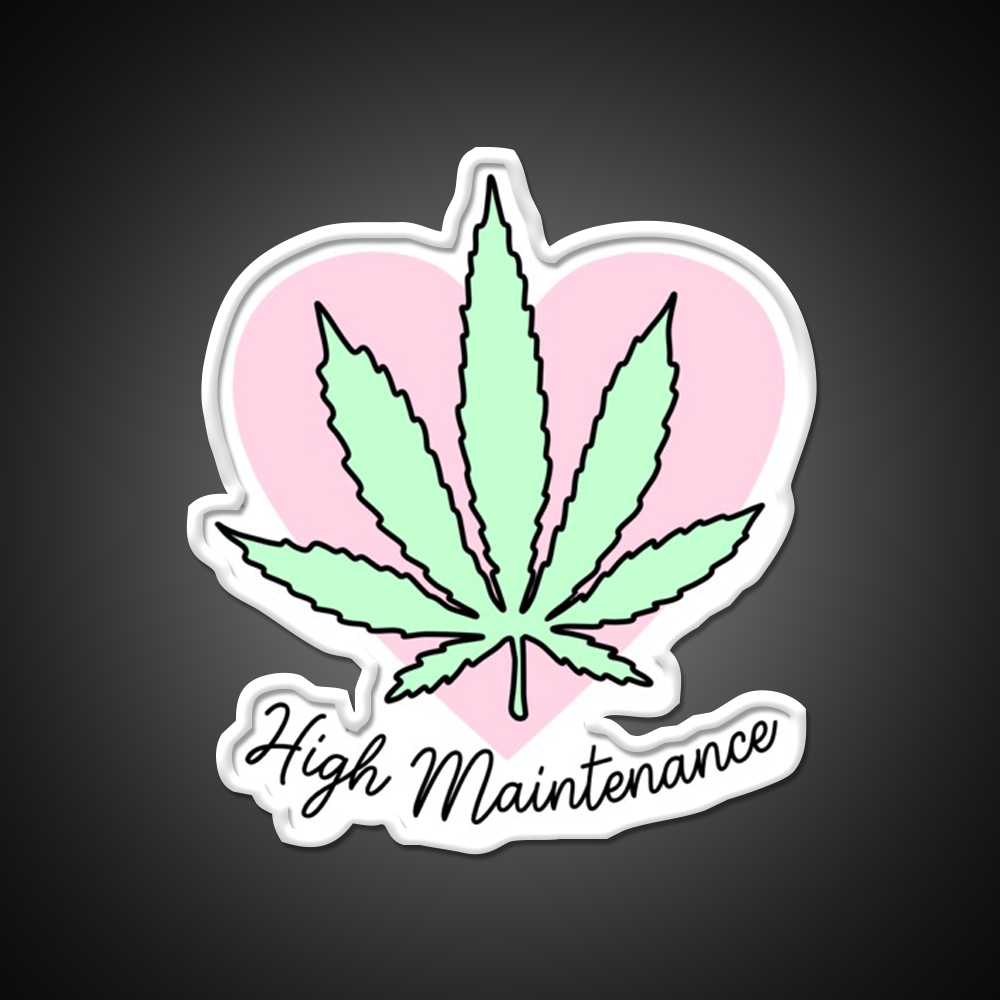 High Maintenance Hemp Inspired Green Leaf Led Neon Sign Rgb Color - LED neon sign view 11