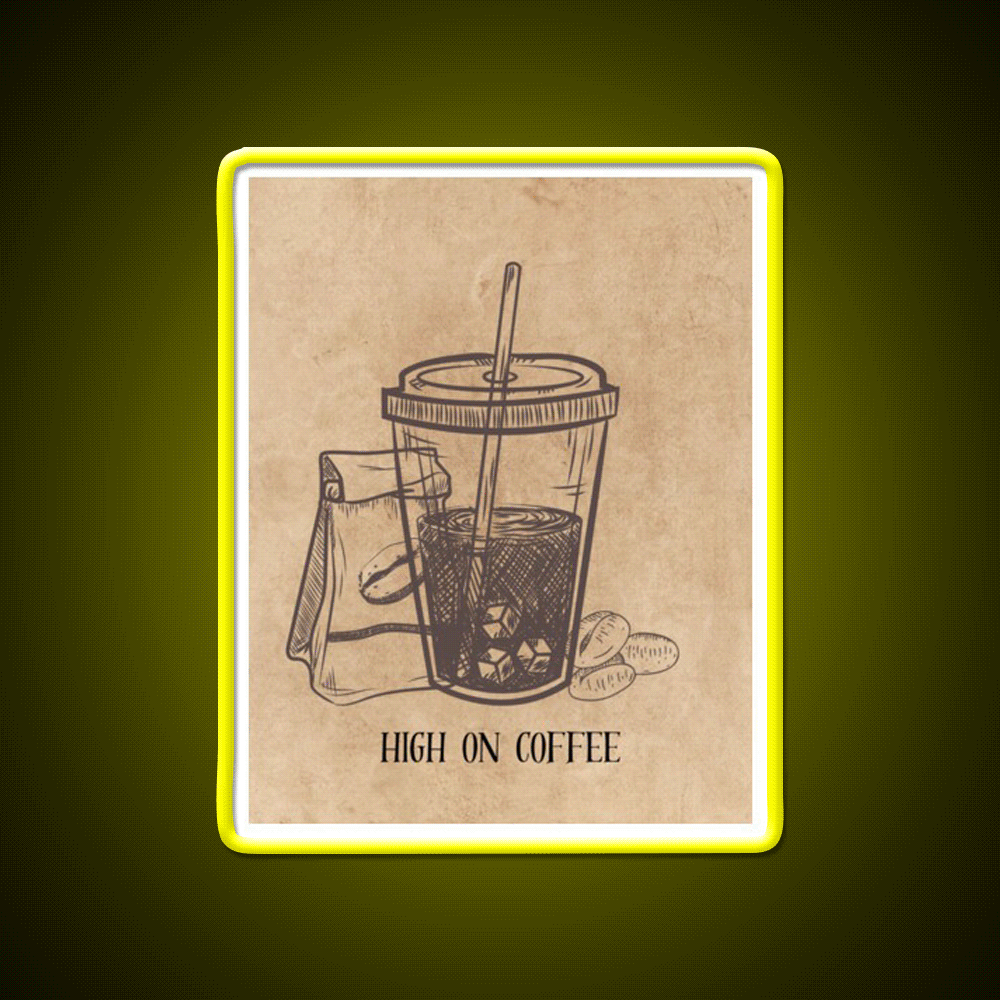 High On Coffee Cafe Led Neon Sign Espresso Bar Art Rgb Color