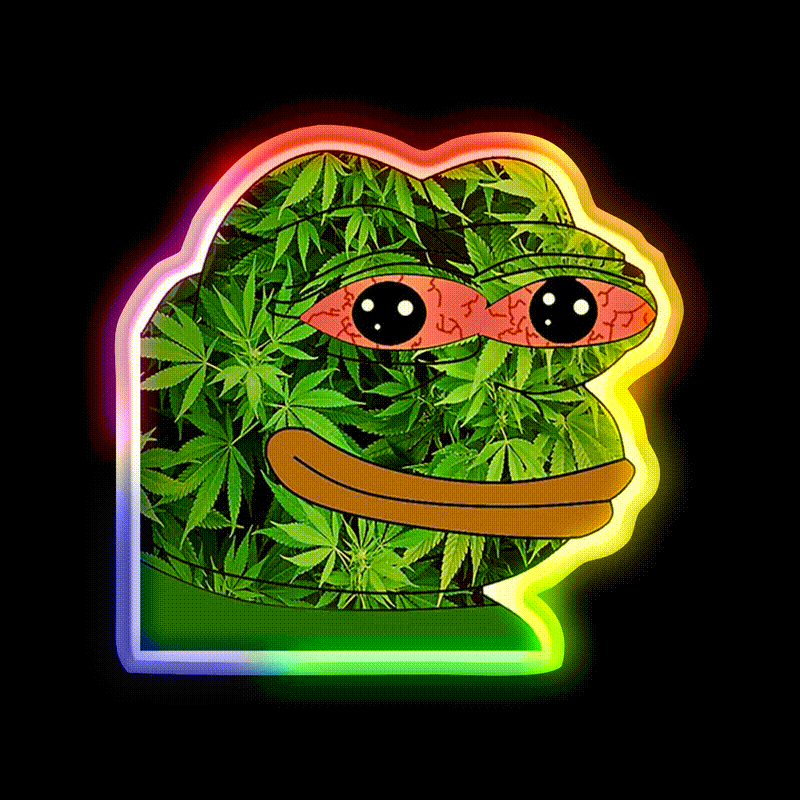 High Pepe Hemp Inspired Green Leaf Led Neon Sign Rgb Color - LED neon sign close-up detail