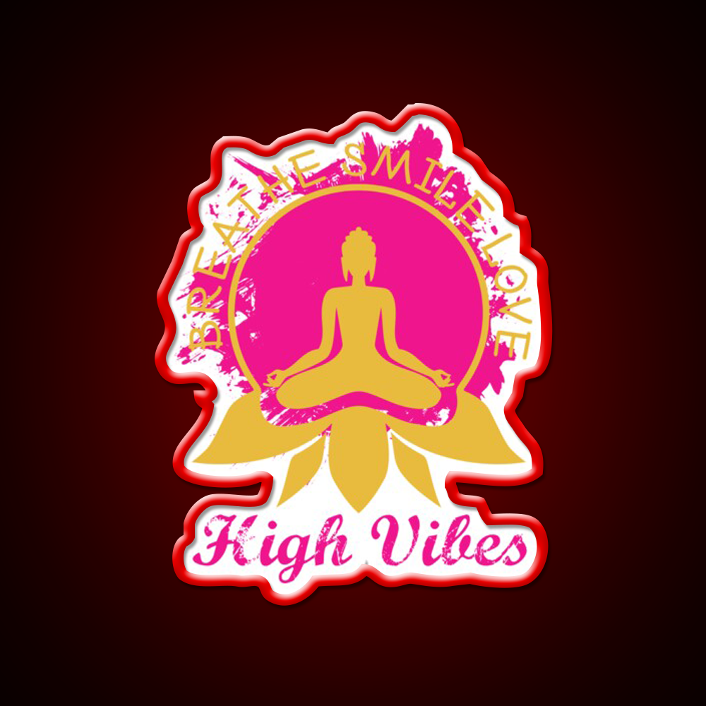 High Vibes Breathe Smile Love Yoga Led Neon Sign Rgb Color