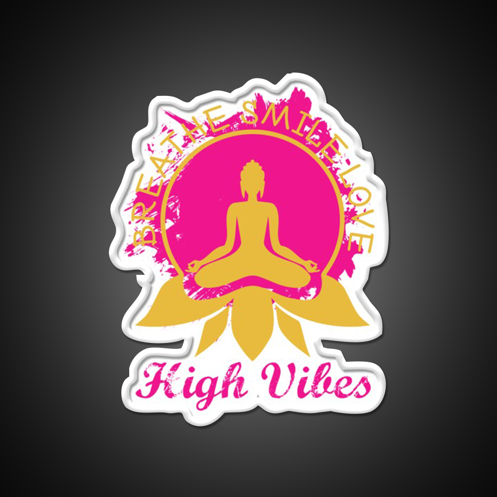 High Vibes Breathe Smile Love Yoga Led Neon Sign Rgb Color