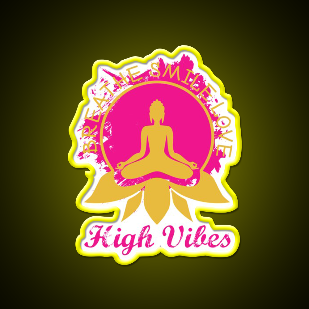 High Vibes Breathe Smile Love Yoga Led Neon Sign Rgb Color