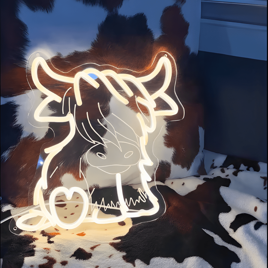 Highland Cow USB LED Neon Light Adorable Gift for Bedroom Home Decor Wall Light - Shineneon