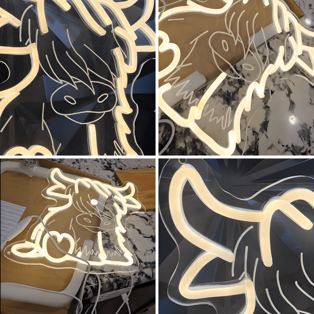 Highland Cow USB LED Neon Light Adorable Gift for Bedroom Home Decor Wall Light - Shineneon