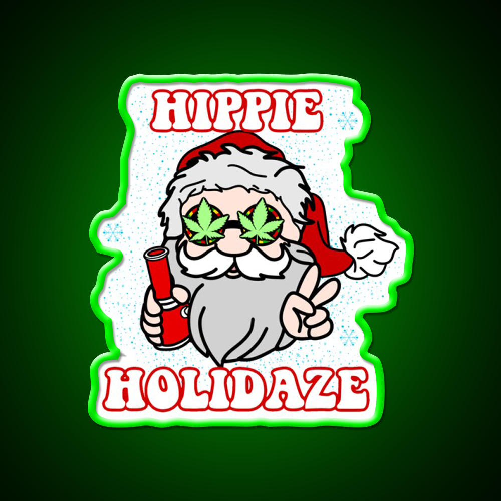 Hippie Holidaze Hemp Inspired Green Leaf Led Neon Sign Rgb Color - LED neon sign view 8