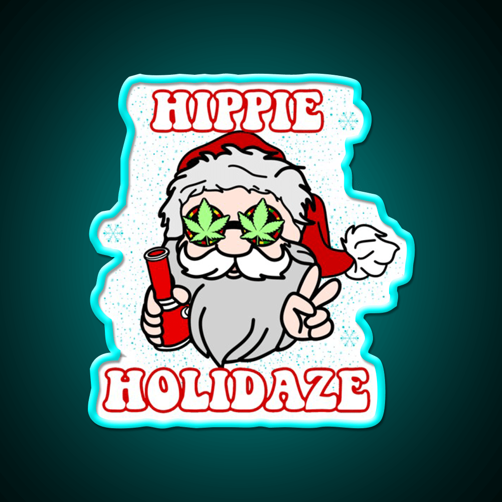 Hippie Holidaze Hemp Inspired Green Leaf Led Neon Sign Rgb Color - Shineneon