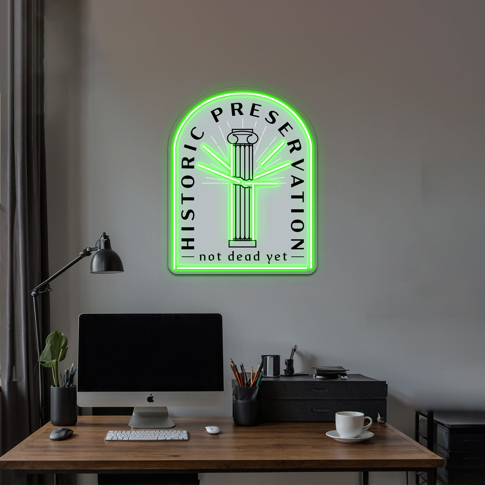 Historic Preservation Not Dead Yet Tombstone Artwork Large Neon Signs